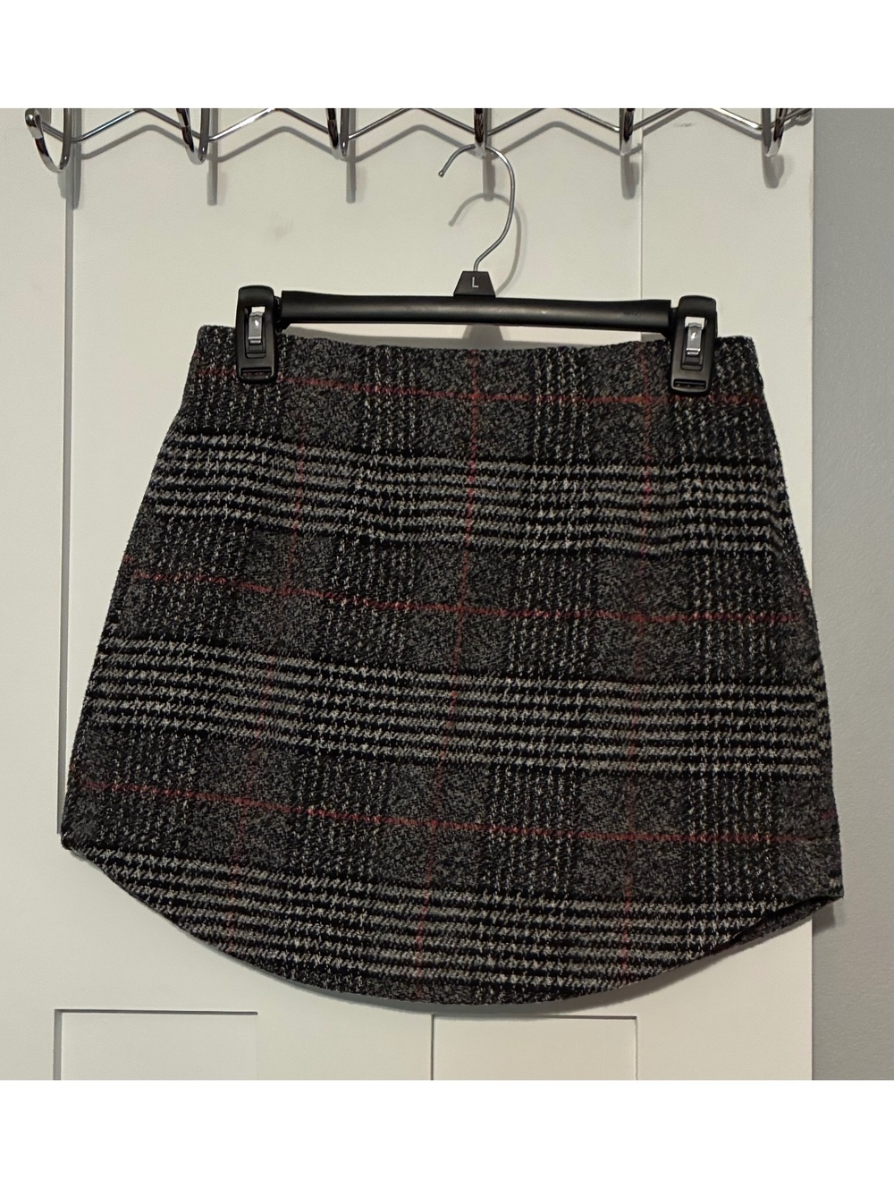 HYFVE Plaid Mini Skirt - Grey & Red - Size Medium